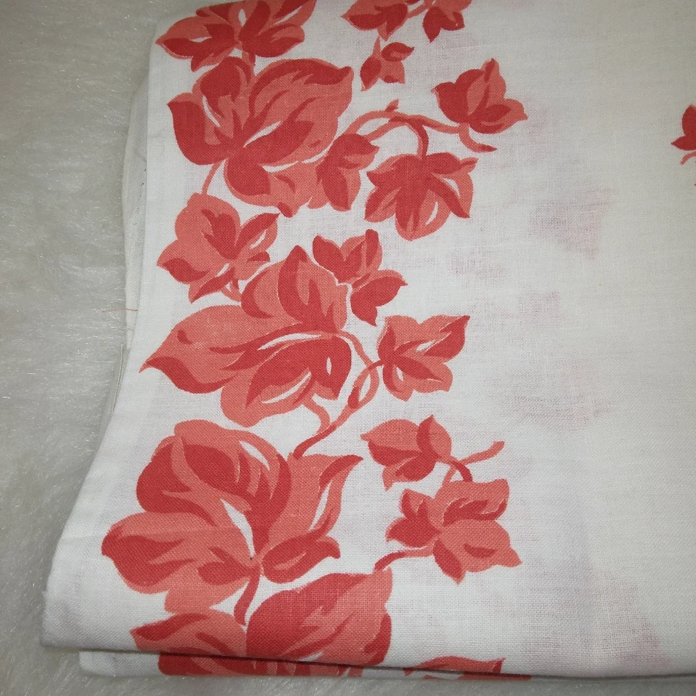 FABRIC Vintage Orange/Red/Coral banners of leaves, 2 pieces